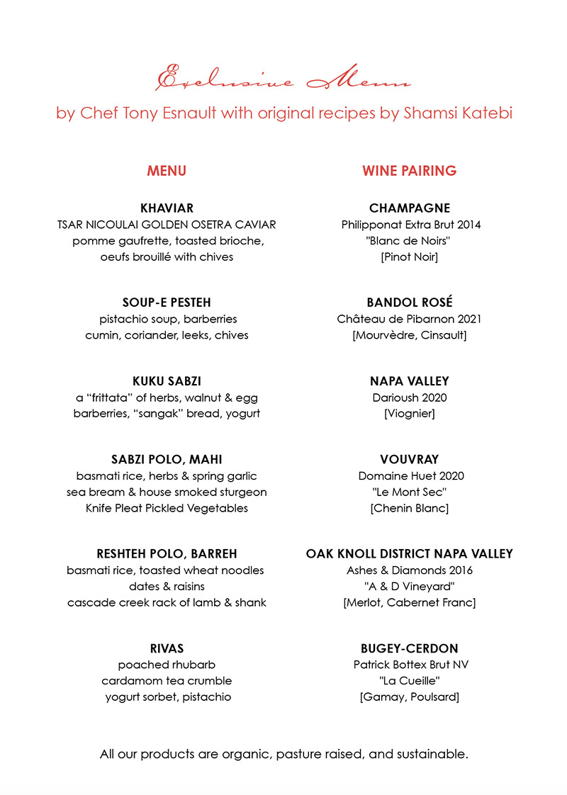 Knife Pleat Menu